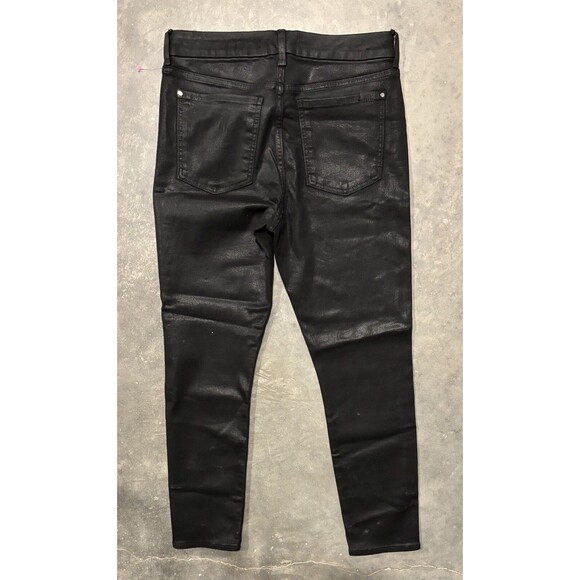 Jen7 by 7 for All Mankind Womens 10 Black Denim Shiny Pants Ankle Skinny Jeans - Picture 2 of 5